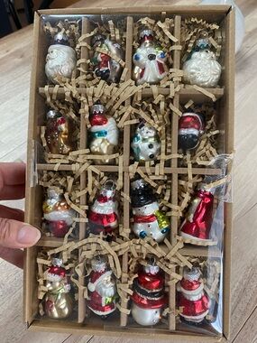 West Elm miniature glass Christmas Ornaments.
